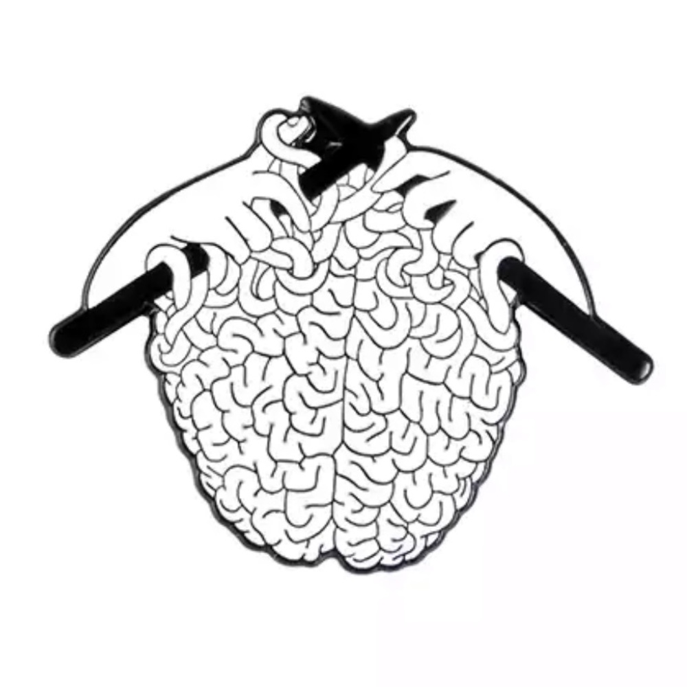 Neuroscience Knitting Brain Nerdy Pin Teacher Gift Self-Care Mental Health Badge